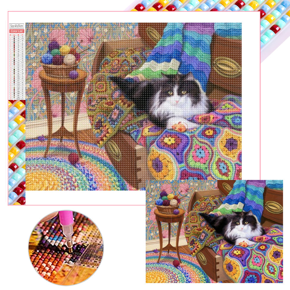 Diamond Painting - Full Square - Cat On The Sofa (40*30CM)