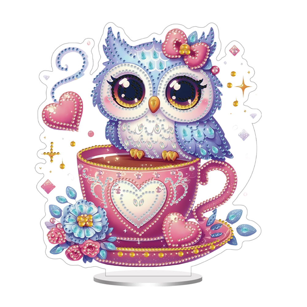 Acrylic Special Shape Owl Cup Diamond Painting Desktop Ornaments for Home