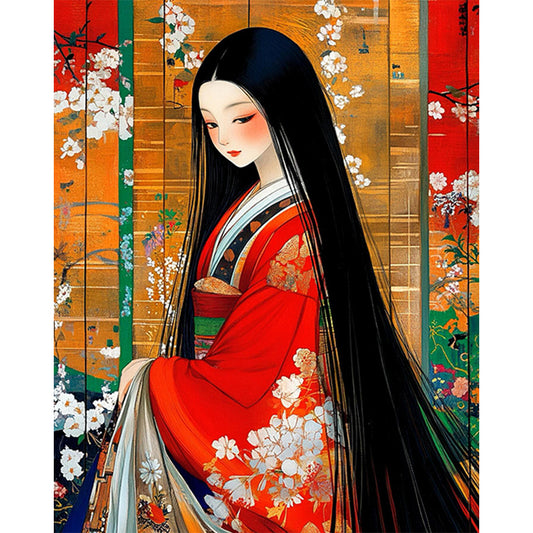 AB Diamond Painting - Full Round - Japanese Girl (40*50CM)