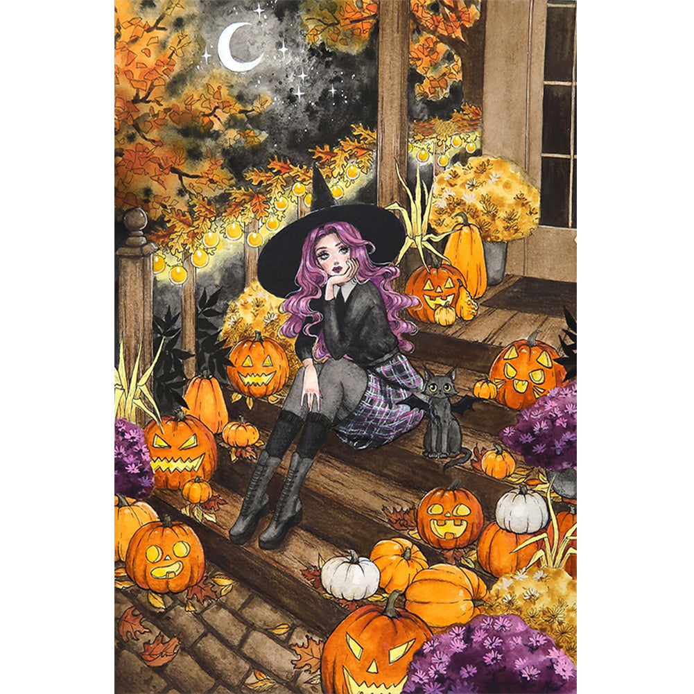 Diamond Painting - Full Round - Pumpkin Witch Girl (40*60CM)