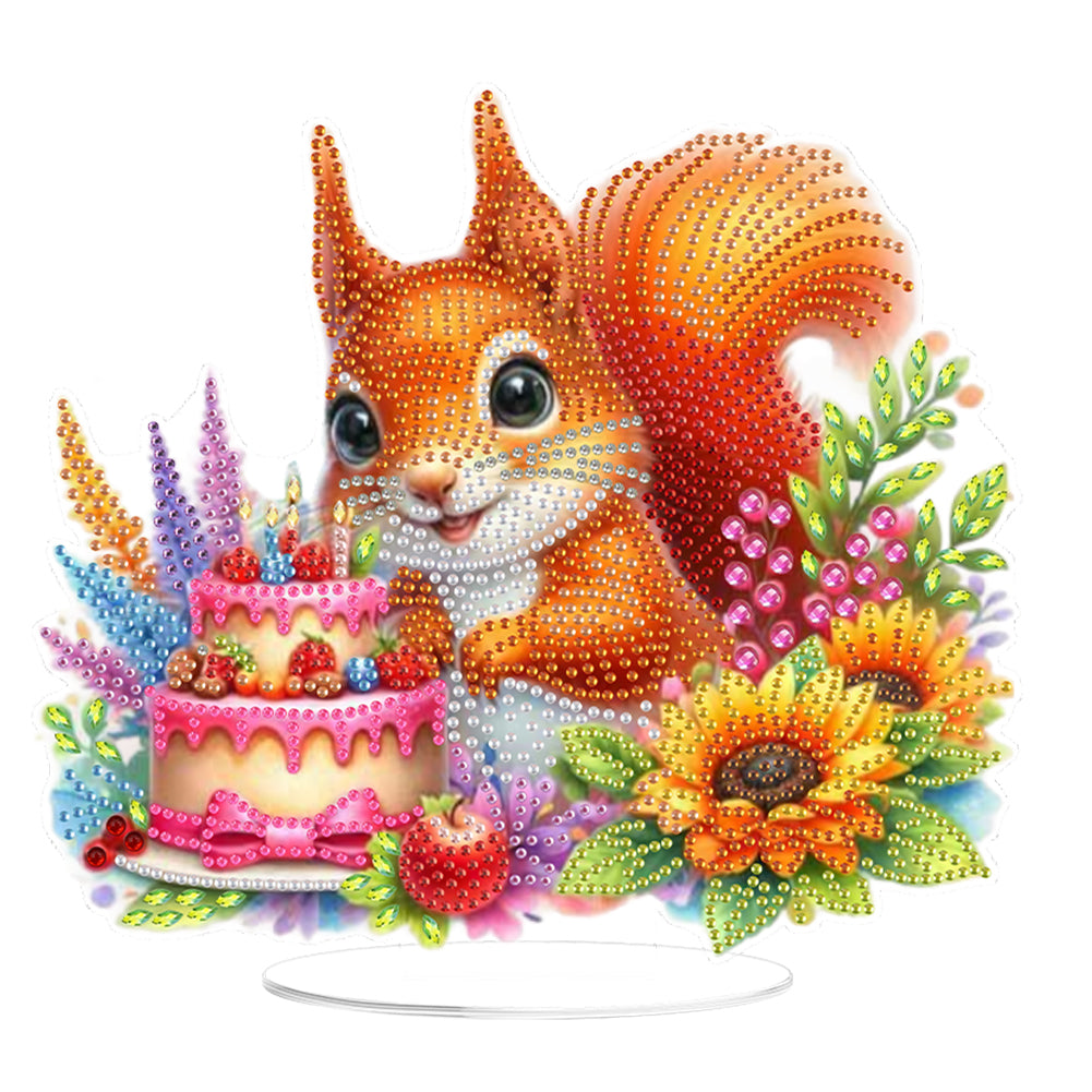 Acrylic Special Shaped Squirrel 5D DIY Diamond Art Tabletop Decor for Adults