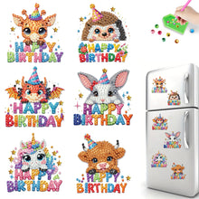 Load image into Gallery viewer, 6Pcs Acrylic Animals Birthday Diamond Painting Fridge Magnet DIY Fridge Stickers
