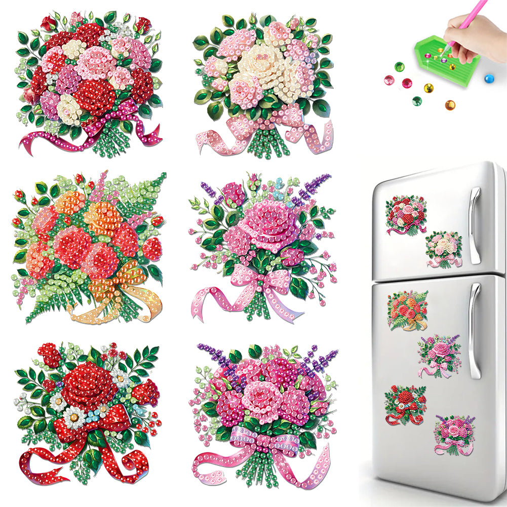 6Pcs Acrylic Animals Birthday Diamond Painting Fridge Magnet DIY Fridge Stickers