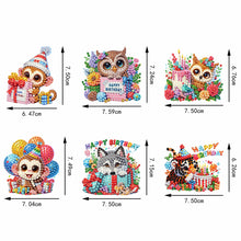 Load image into Gallery viewer, 6Pcs Acrylic Animals Birthday Diamond Painting Fridge Magnet DIY Fridge Stickers
