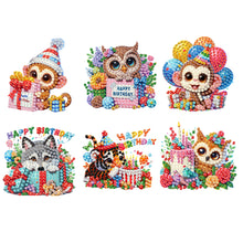 Load image into Gallery viewer, 6Pcs Acrylic Animals Birthday Diamond Painting Fridge Magnet DIY Fridge Stickers

