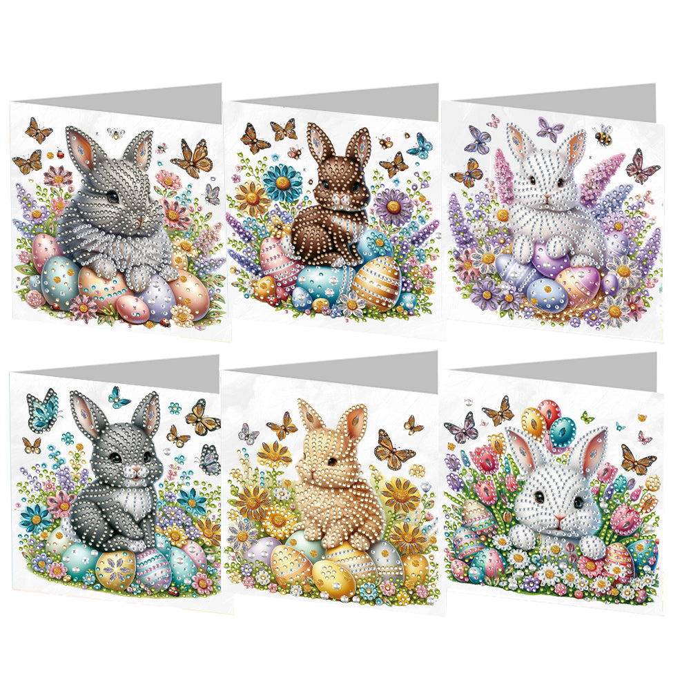 6Pcs Easter Diamond Drawing Card Diamond Daily Wish Card for Family Friends Gift