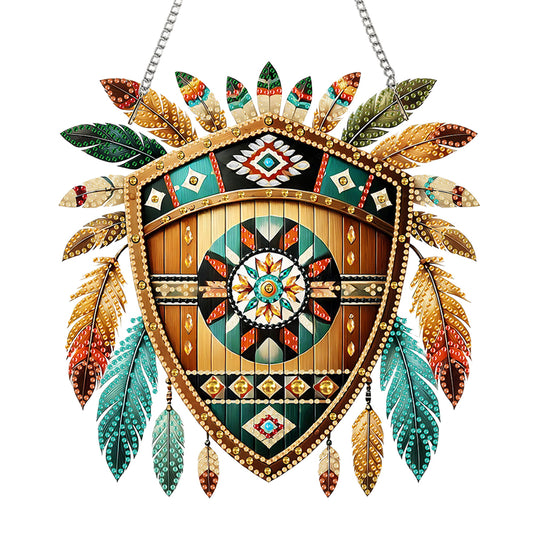 Special Shape Ethnic Style Shield Rhinestone Diamond Art Pendants for Art Crafts