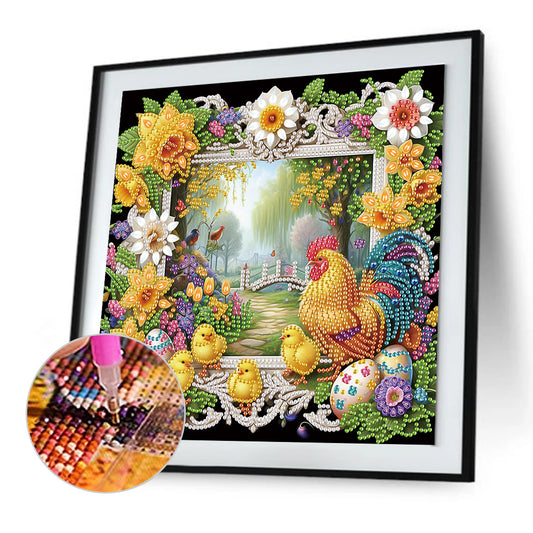 Diamond Painting - Partial Special Shaped - Easter Egg Chick (30*30CM)