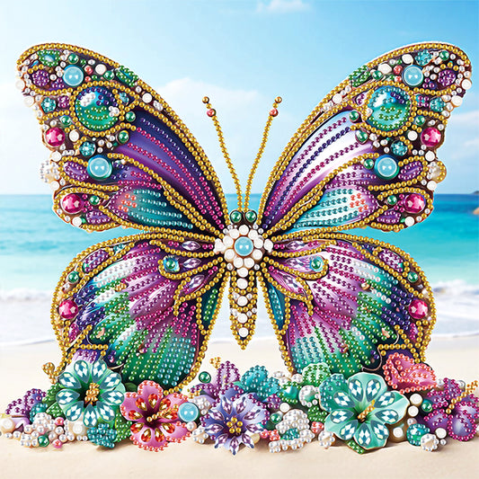 Diamond Painting - Partial Special Shaped - Beach Butterfly (30*30CM)