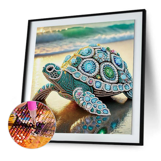 Diamond Painting - Partial Special Shaped - Turtle On The Beach (30*30CM)