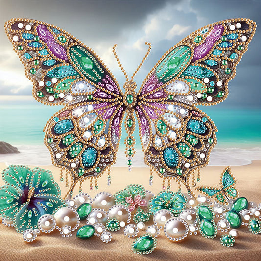 Diamond Painting - Partial Special Shaped - Beach Butterfly (30*30CM)