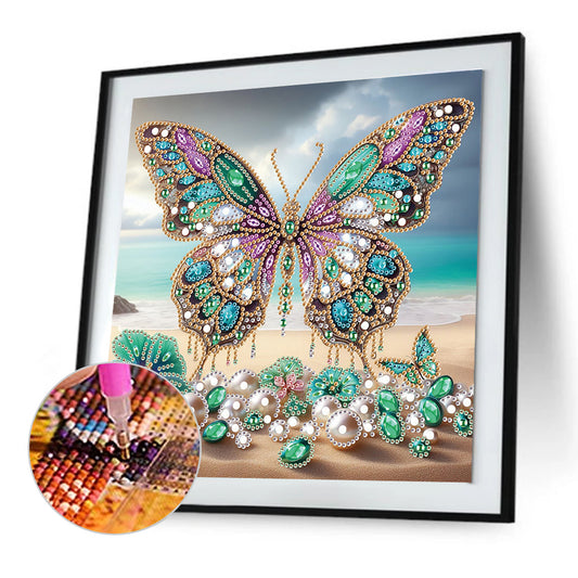 Diamond Painting - Partial Special Shaped - Beach Butterfly (30*30CM)