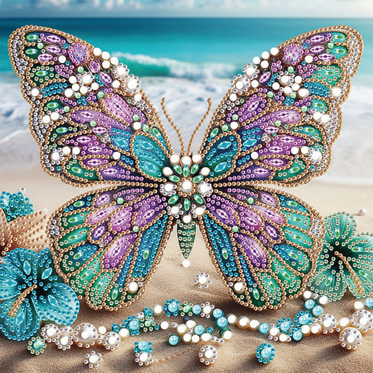 Diamond Painting - Partial Special Shaped - Beach Butterfly (30*30CM)