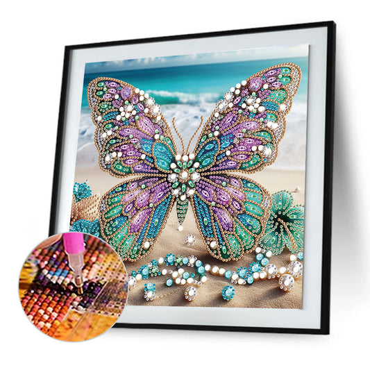 Diamond Painting - Partial Special Shaped - Beach Butterfly (30*30CM)