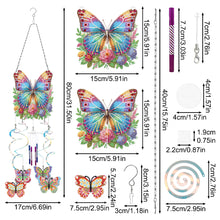 Load image into Gallery viewer, Spring Butterfly Double Sided Diamond Painting Wind Chime for Window Decor
