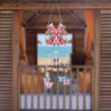Load image into Gallery viewer, Flower Butterfly Double Sided Diamond Painting Wind Chime for Window Decor
