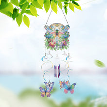 Load image into Gallery viewer, Flower Dragonfly Double Sided Diamond Painting Wind Chime for Window Decor
