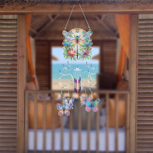 Load image into Gallery viewer, Flower Dragonfly Double Sided Diamond Painting Wind Chime for Window Decor
