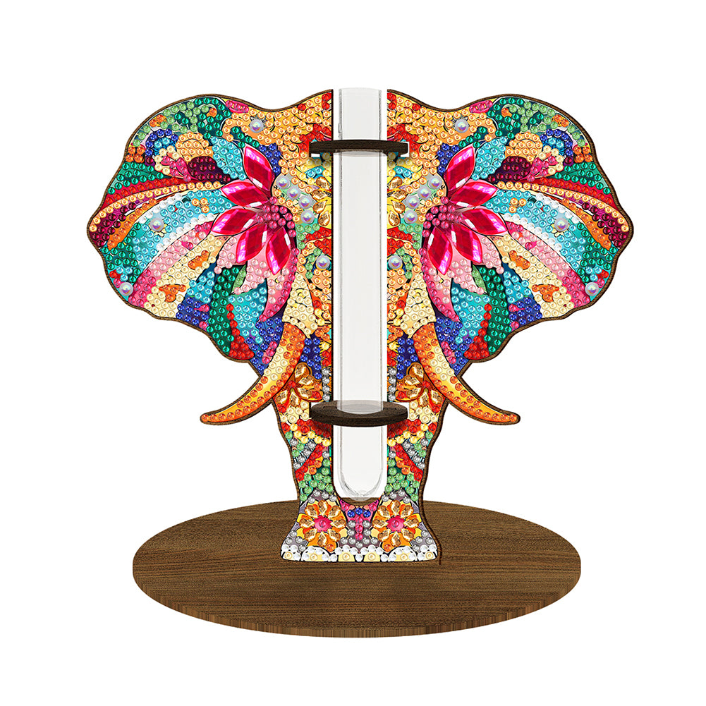Wood Elephant Diamond Painting Vase Desktop Diamond Art Kits Bedroom Table Decor