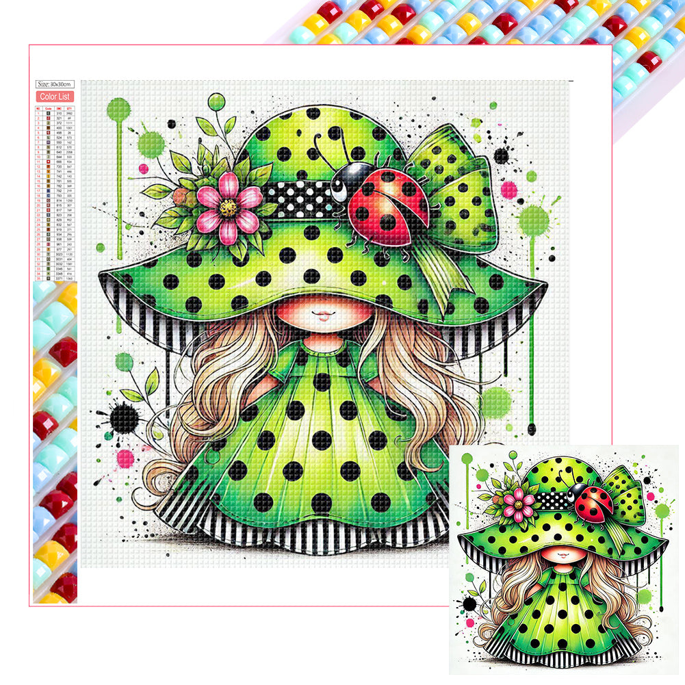 Diamond Painting - Full Square - Colorful Ladybug Girl (30*30CM)