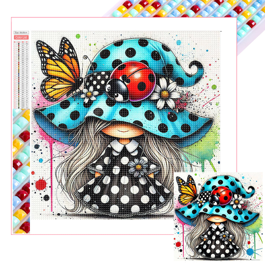 Diamond Painting - Full Square - Colorful Ladybug Girl (30*30CM)