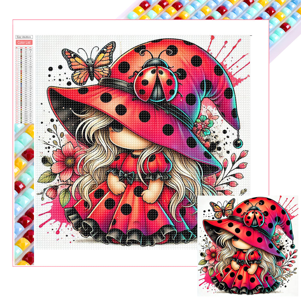 Diamond Painting - Full Square - Colorful Ladybug Girl (30*30CM)