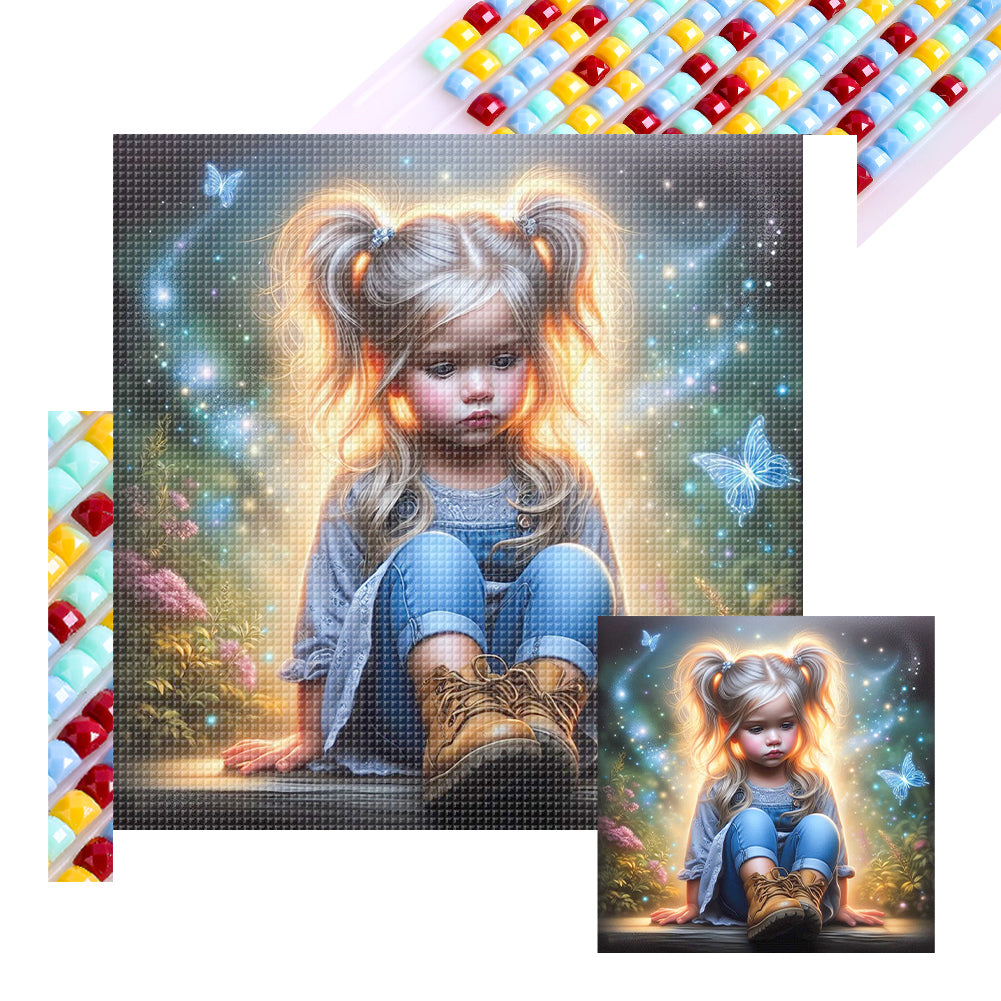 Diamond Painting - Full Square - Dream Butterfly Little Girl (40*40CM)