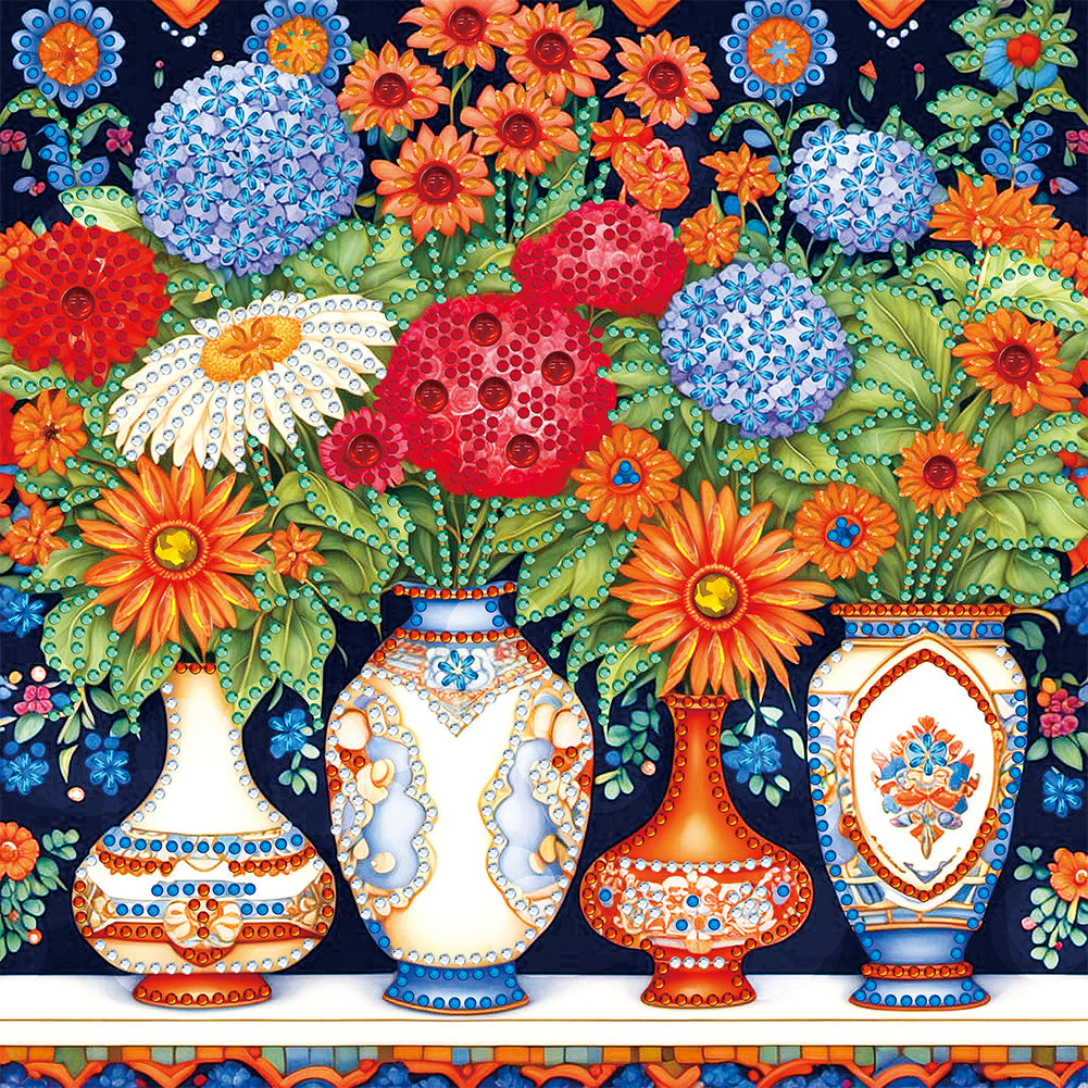 Diamond Painting - Partial Special Shaped - Colorful Vase (30*30CM)