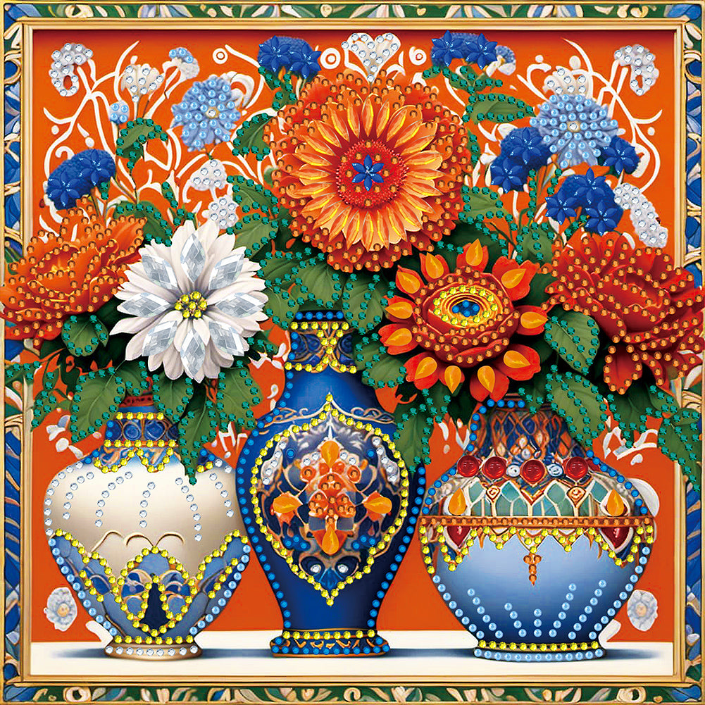 Diamond Painting - Partial Special Shaped - Colorful Vase (30*30CM)