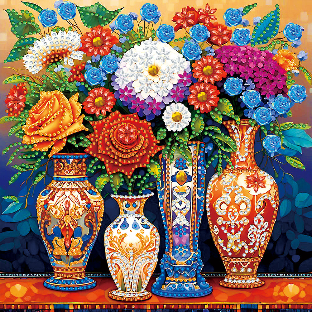 Diamond Painting - Partial Special Shaped - Colorful Vase (30*30CM)