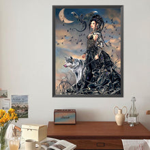 Load image into Gallery viewer, Diamond Painting - Full Round - Moon Cool Girl And Wolf (40*50CM)
