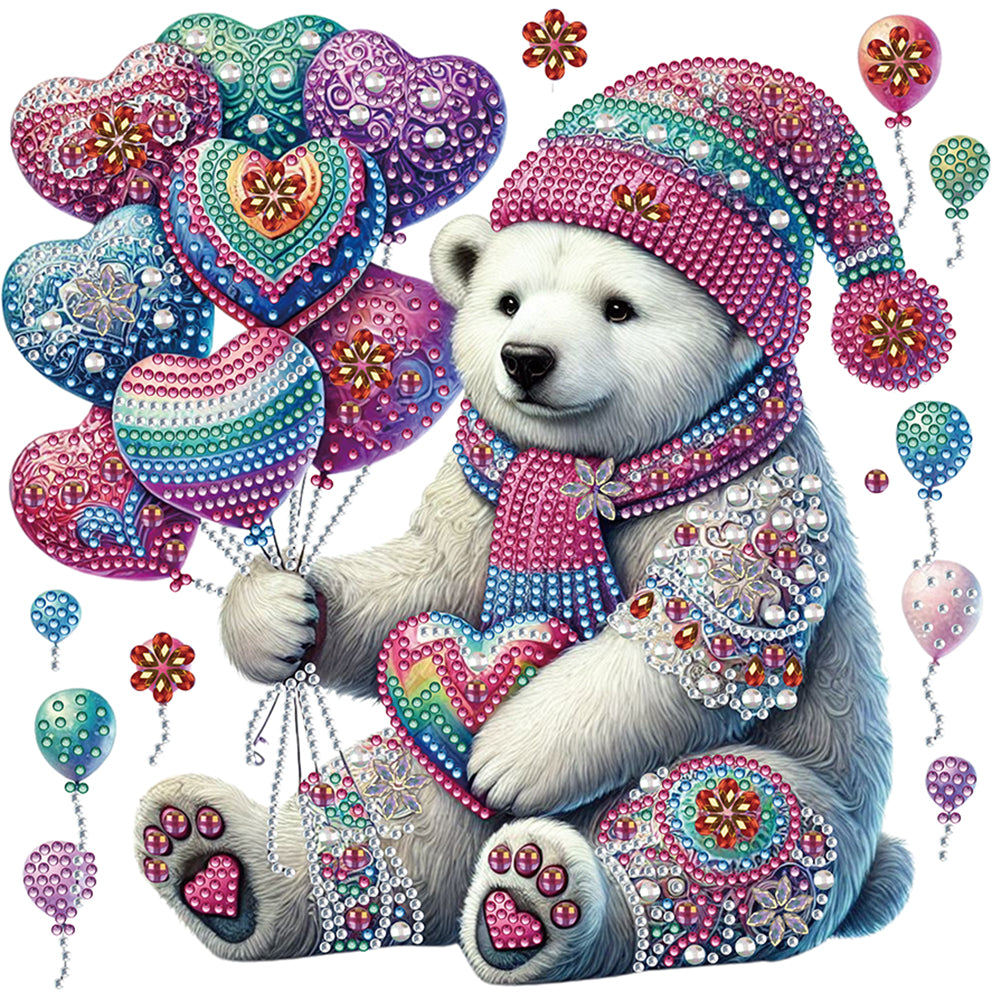 Diamond Painting - Partial Special Shaped - Polar Bear With Mandala Pattern (30*30CM)