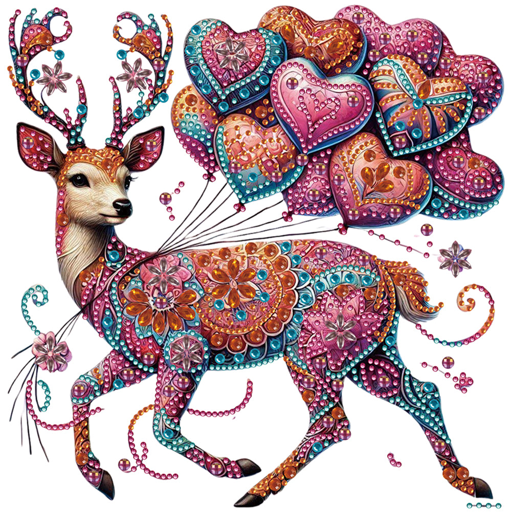 Diamond Painting - Partial Special Shaped - Deer With Mandala Pattern (30*30CM)