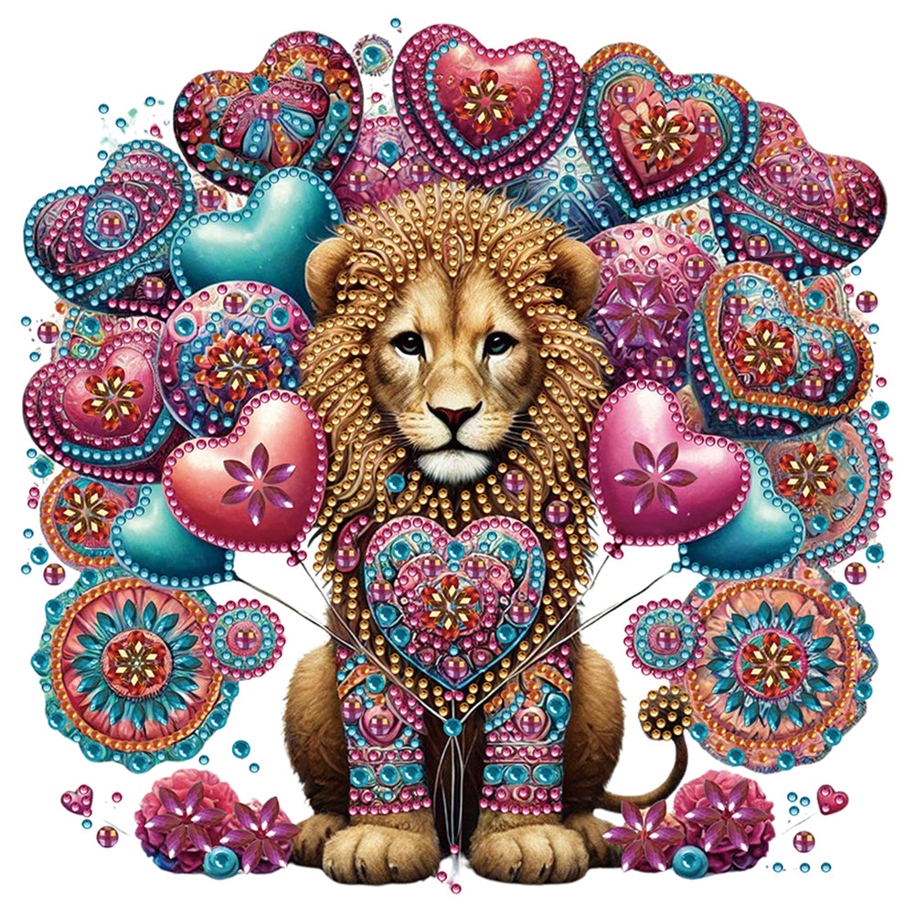 Diamond Painting - Partial Special Shaped - Lion With Mandala Pattern (30*30CM)