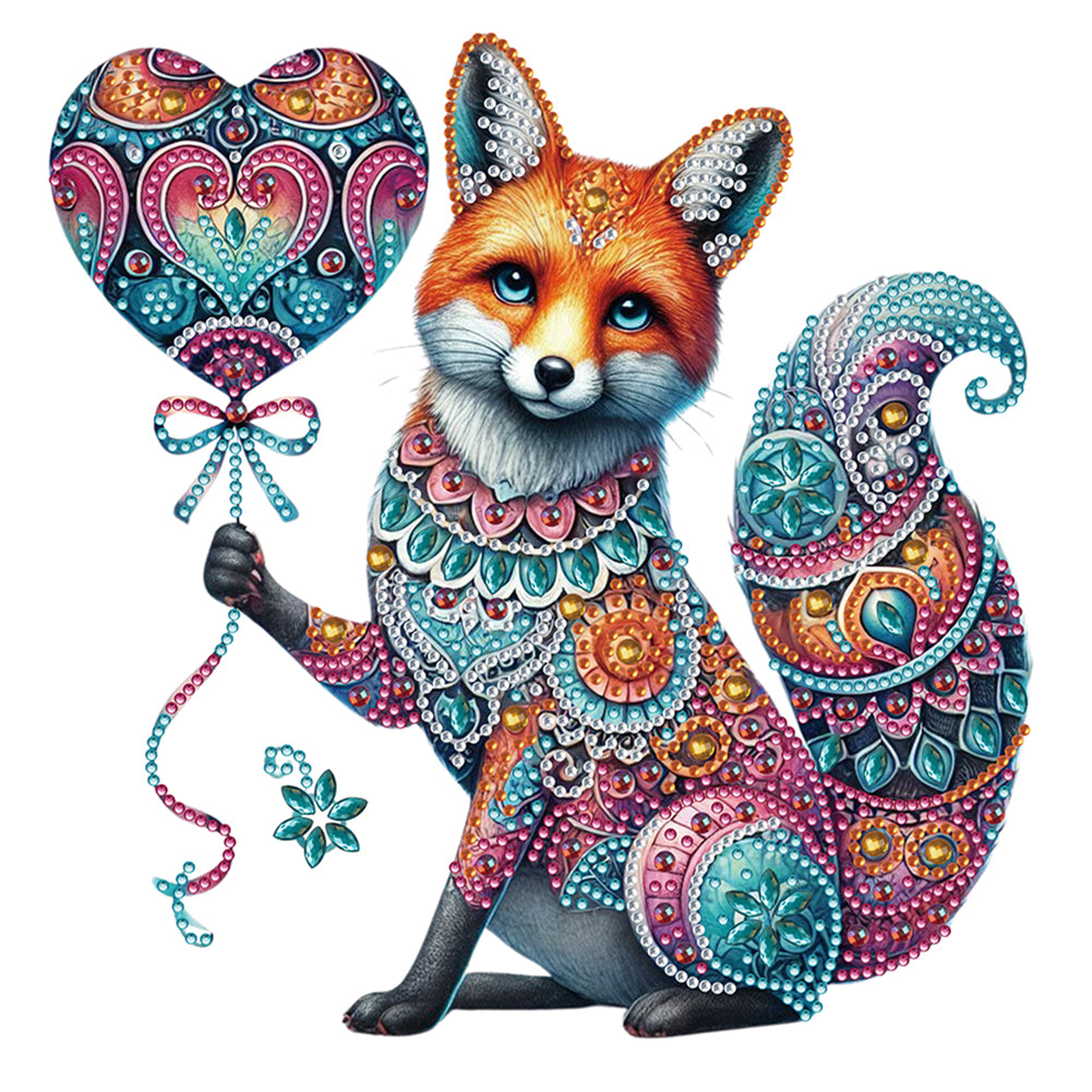 Diamond Painting - Partial Special Shaped - Fox With Mandala Pattern (30*30CM)