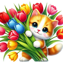 Load image into Gallery viewer, Diamond Painting - Full Round - Cat And Tulip (40*40CM)
