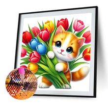 Load image into Gallery viewer, Diamond Painting - Full Round - Cat And Tulip (40*40CM)
