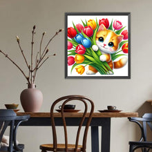 Load image into Gallery viewer, Diamond Painting - Full Round - Cat And Tulip (40*40CM)
