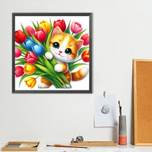 Load image into Gallery viewer, Diamond Painting - Full Round - Cat And Tulip (40*40CM)
