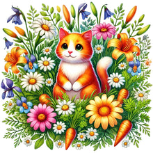 Load image into Gallery viewer, Diamond Painting - Full Round - Cat In The Flowers (40*40CM)
