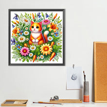 Load image into Gallery viewer, Diamond Painting - Full Round - Cat In The Flowers (40*40CM)
