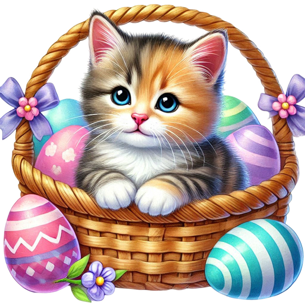 Diamond Painting - Full Round - Easter Cat (40*40CM)