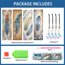 Load image into Gallery viewer, 4Pcs Special Shape Feathers Diamond Painting Bookmark Making Kit for Book Lovers
