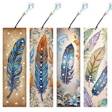 Load image into Gallery viewer, 4Pcs Special Shape Feathers Diamond Painting Bookmark Making Kit for Book Lovers
