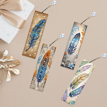 Load image into Gallery viewer, 4Pcs Special Shape Feathers Diamond Painting Bookmark Making Kit for Book Lovers
