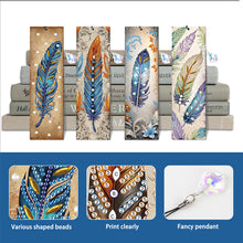 Load image into Gallery viewer, 4Pcs Special Shape Feathers Diamond Painting Bookmark Making Kit for Book Lovers
