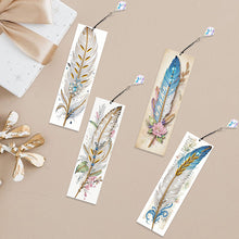 Load image into Gallery viewer, 4Pcs Special Shape Feathers Diamond Painting Bookmark Making Kit for Book Lovers
