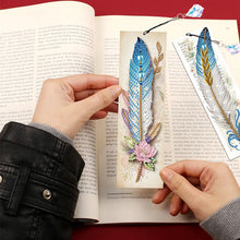 Load image into Gallery viewer, 4Pcs Special Shape Feathers Diamond Painting Bookmark Making Kit for Book Lovers
