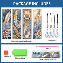 Load image into Gallery viewer, 4Pcs Special Shape Feathers Diamond Painting Bookmark Making Kit for Book Lovers
