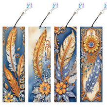 Load image into Gallery viewer, 4Pcs Special Shape Feathers Diamond Painting Bookmark Making Kit for Book Lovers
